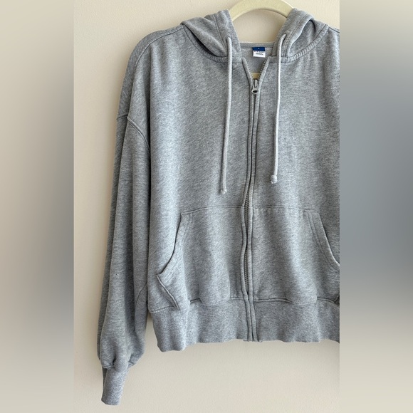 Old Navy Cropped Fleece Zip Up Hoodie, Size Large, Grey - Picture 4 of 16
